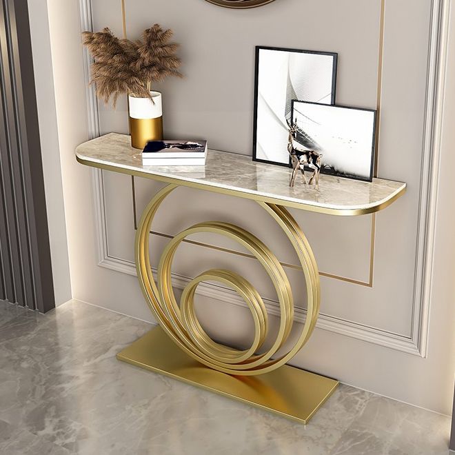 31.5" Tall Modern Console Table 1-shelf Stone Accent Table for Hall