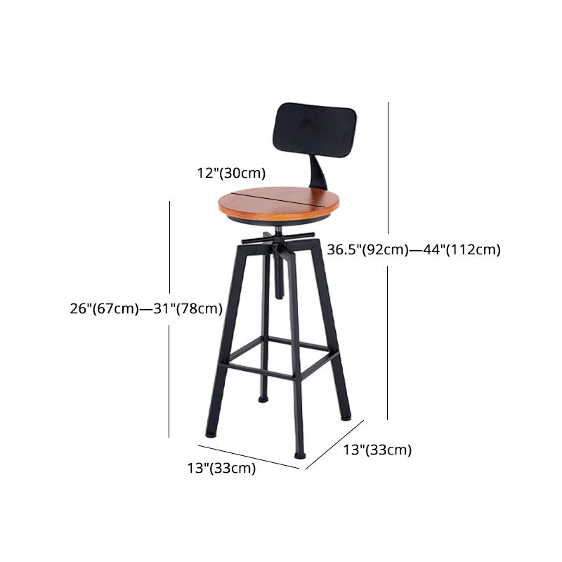 Swivel Solid Wood Bar Stool Adjustable Height Industrial Barstool for Coffee Shop