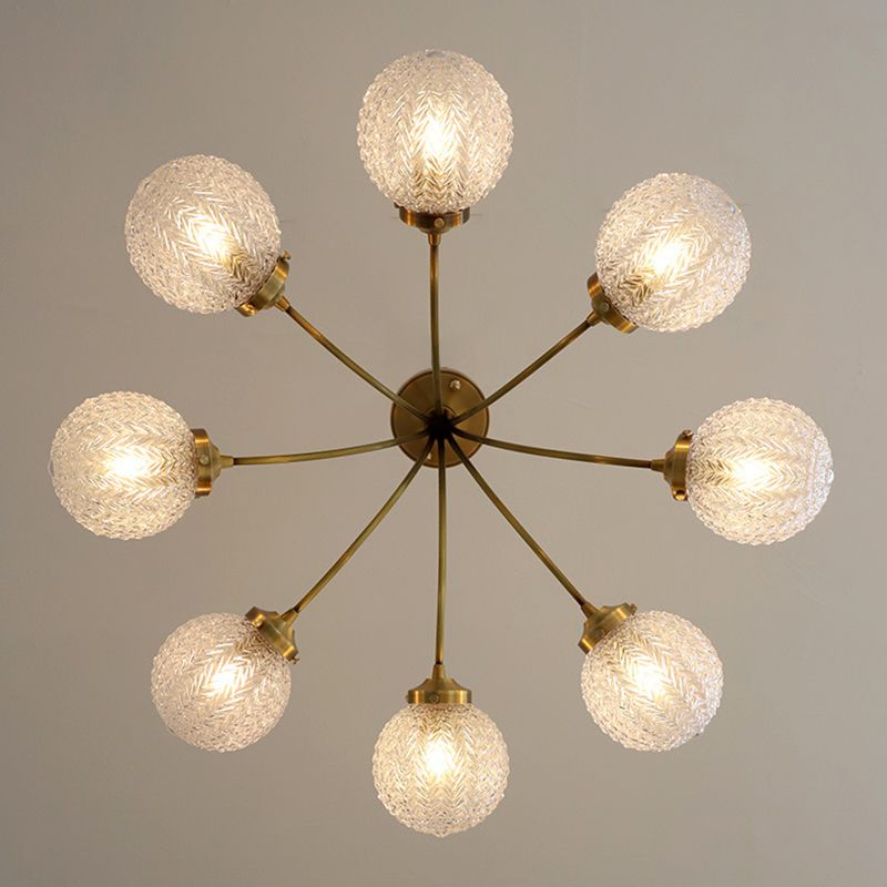 Glass Ball Shape Flush Mount Light Modern-Style Multi Lights Flush Ceiling Light in Brass