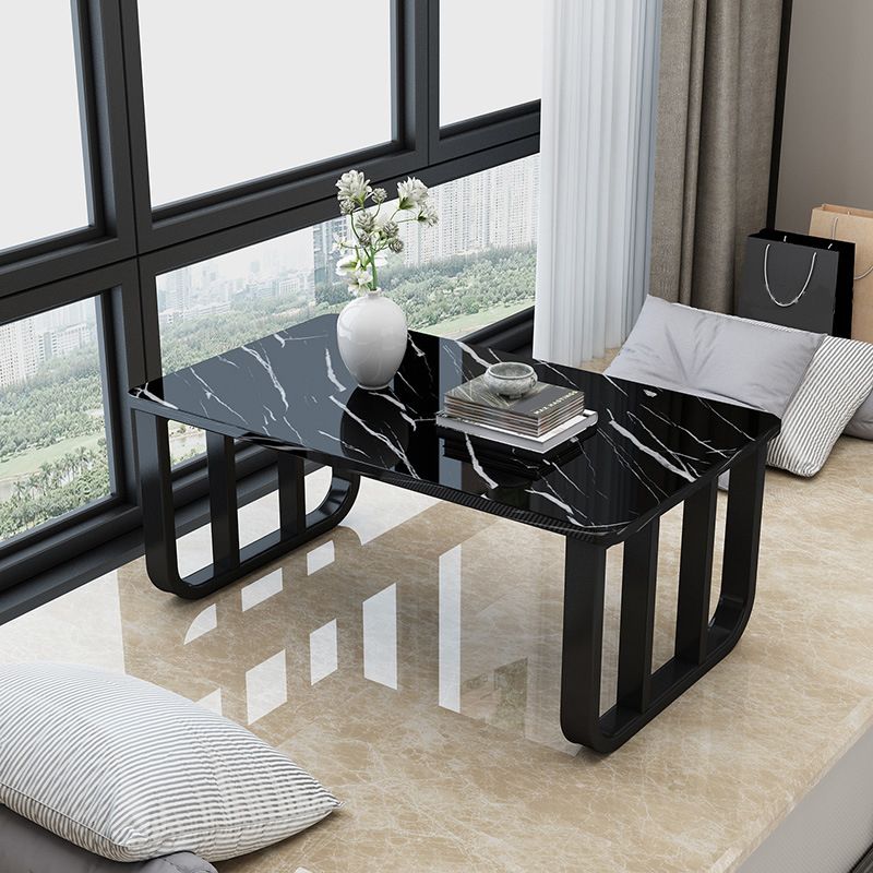 Contemporary Rectangular Coffee Table Faux Wood Sled Cocktail Table