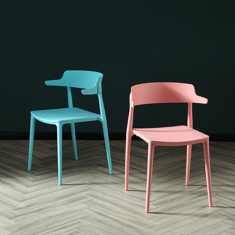 Silla sin brazos de comedor de plástico escandinavo, silla lateral con respaldo abierto