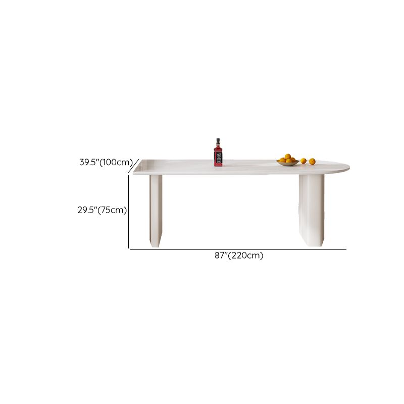 Contemporary Free Form Dining Table for Home White Dinette Table with Double Pedestal