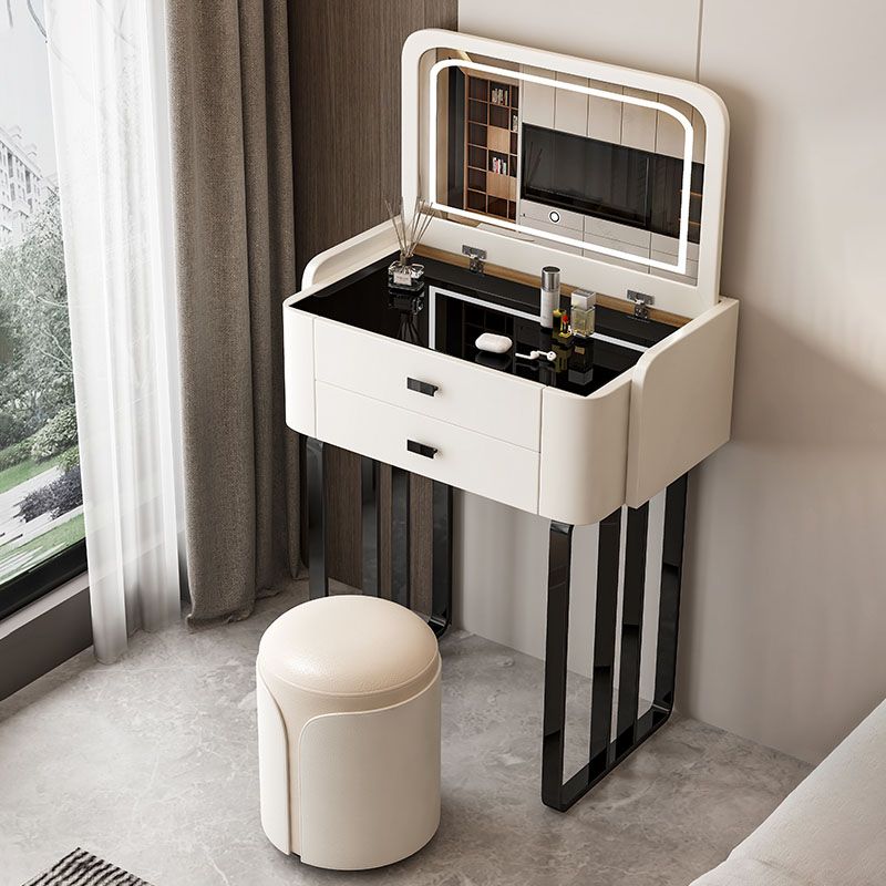 Contemporary Glass Makeup Counter Bedroom Make-up Vanity with Lighted Mirror