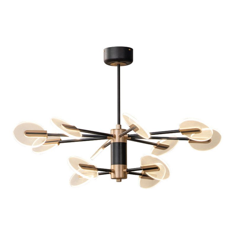 Black and Gold Sputnik Chandelier Postmodern LED Acrylic Suspension Light for Living Room