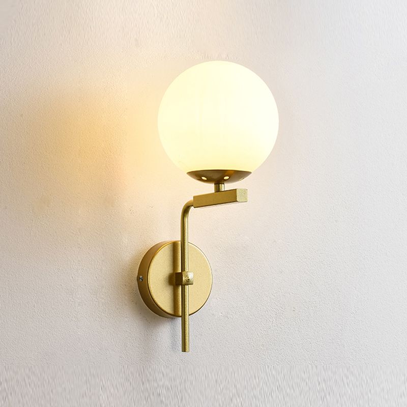 Modern Spherical Glass Wall Light Fixture 1-Bulb Bedroom Wall Sconce Light