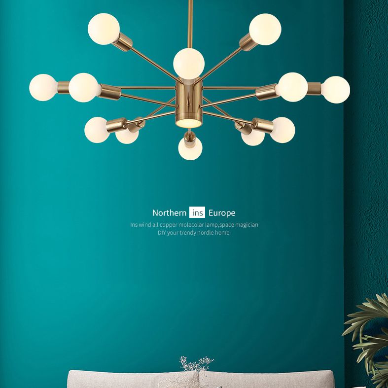 Electroplated Gold Nordic Style Lighting Chandelier with LED Spotlight Multi-lights Dining Room Lighting Fixture
