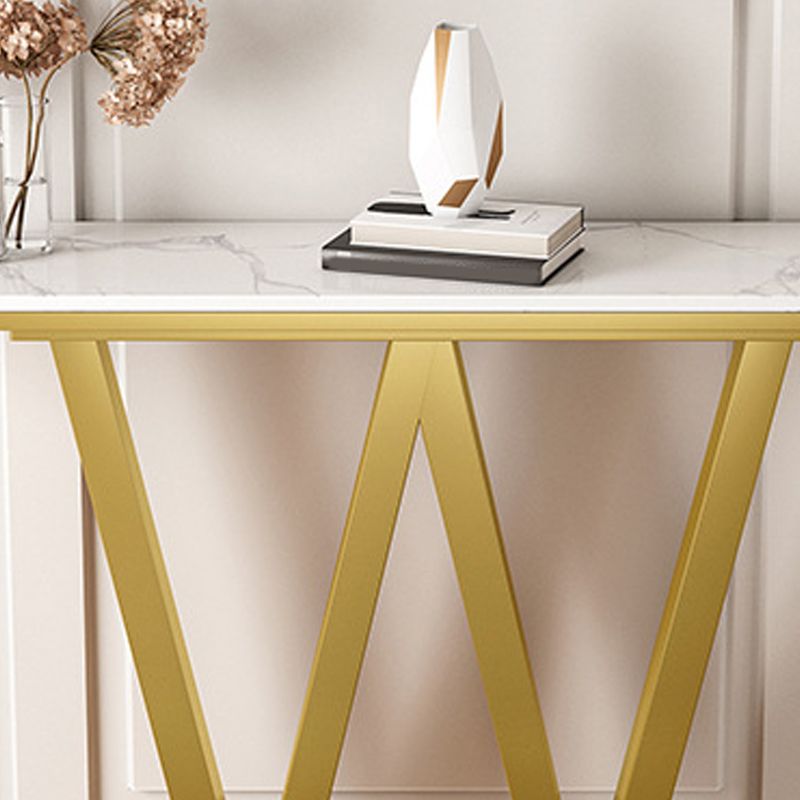 Contemporary Iron Console Sofa Table Rectangle Marble Console Accent Table for Hall