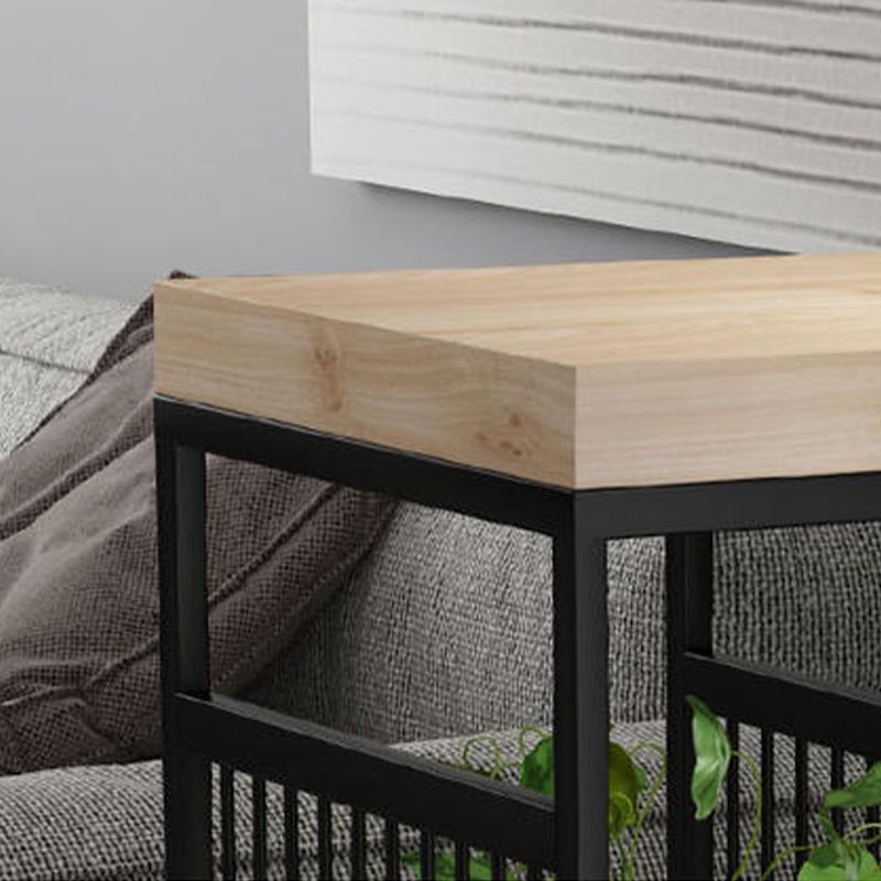 Double Pedestal Bar Pub Table Set 3 Pcs Solid Wood and Iron Bar Table and Stools