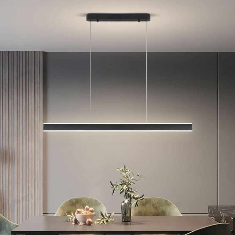 Simple LED Island Light Modern Style Linear Hanging Light for Dining Room