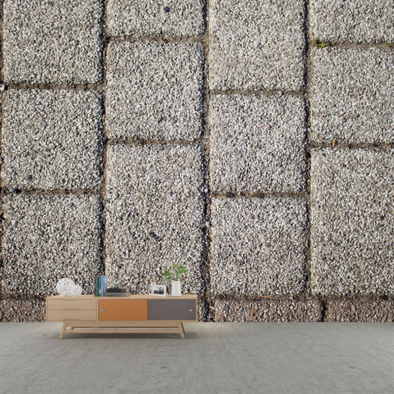 Gray Brick Wall Mural Environment Friendly Wall Covering for Sleeping Room