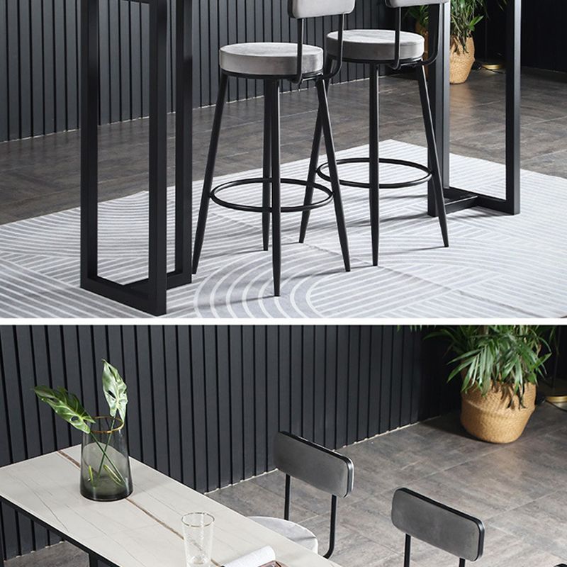 Industrial Bar Height Table Stone Top Bistro Table with Black Base