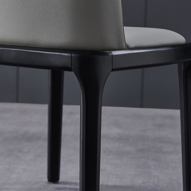 Chaise en cuir style contemporain Chaise sans accoudoirs en bois Parsons pour salle à manger