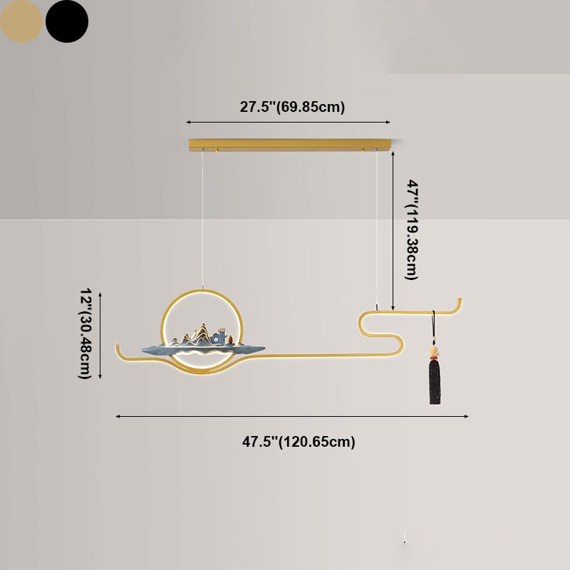 Contemporary Kitchen Pendant Lights Linear Island Chandelier Lights Metal 2 Light