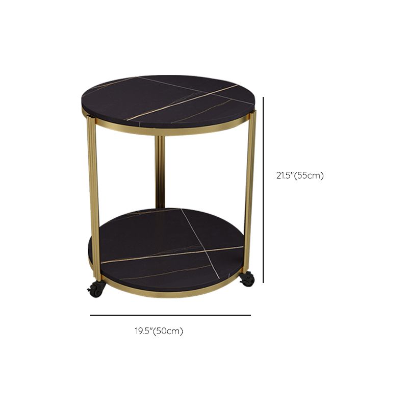 21.65" Slate Round Side End Table Iron 3 Legs Side Table with Shelf