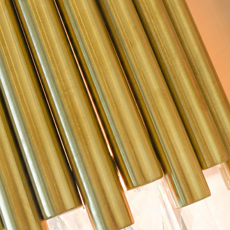 Clear Faceted Crystal Wall Mounted Lighting Modernist 1 Light Brass Wall Light for Living Room