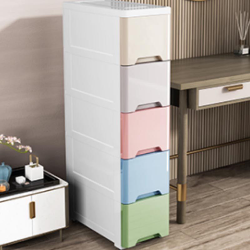 Contemporary Storage Cabinet Plastic Wardrobe Armoire with Drawer