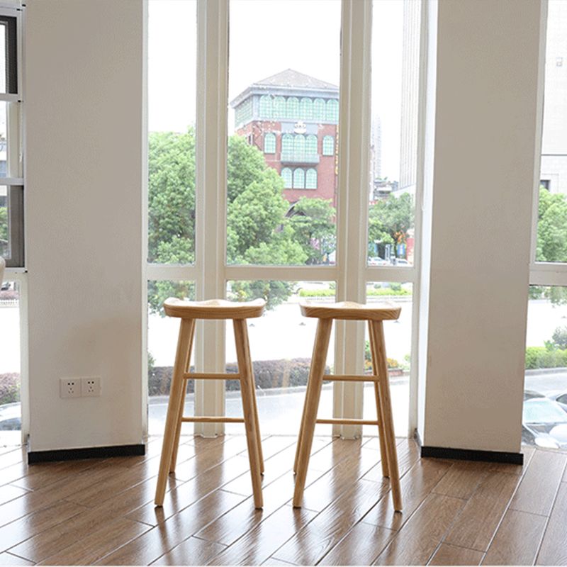 Contemporary Style Counter Stool Pine Solid Wood Bar Stool with Footrest