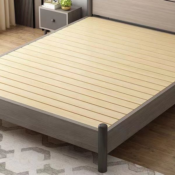 36.61" High Standard Bed with Headboard Gray Solid Wood Mattress Included