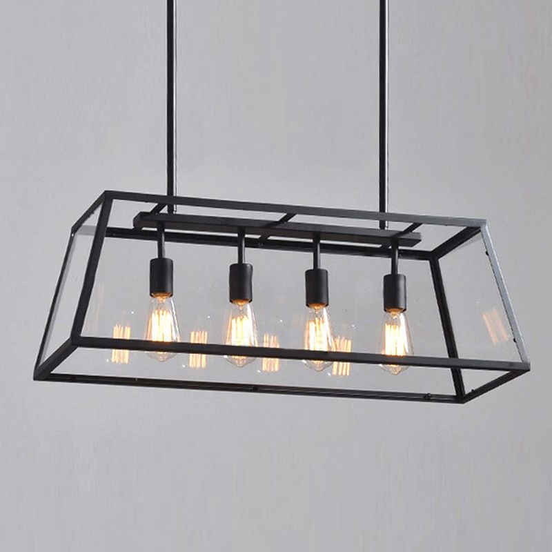 Vetro 4 luci isola a ciondolo luci trapezoids industrial isola lampade per bar