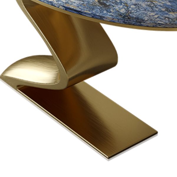Glam Blue Console Table Half Moon Console Sofa Table for Hall