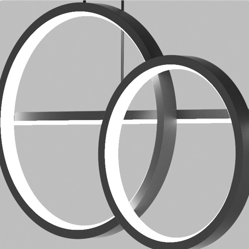 Luci dell'isola del cerchio lineare moderno illuminazione isola metallo 4 luci isola luminose in bianco e nero