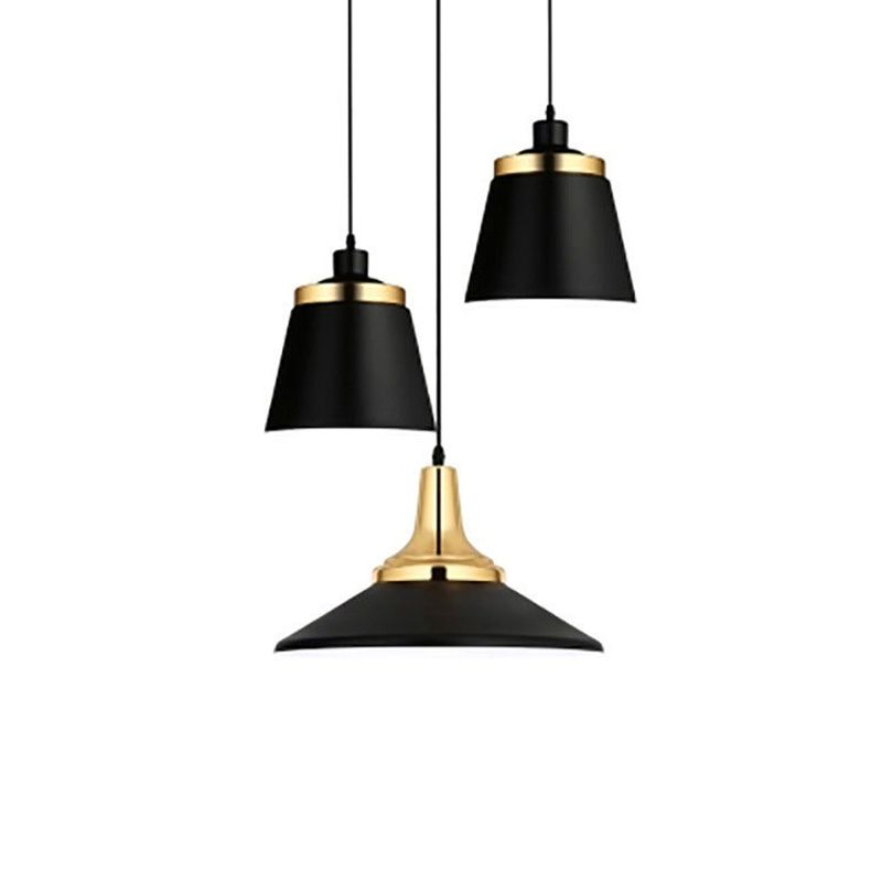 Black and Gold Shaded Pendant Lamp Nordic 1-Light Metal Ceiling Light for Dining Room
