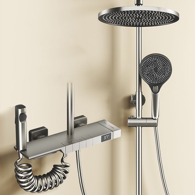 Modern Shower System with Dual Shower Head in Black/White/Gray
