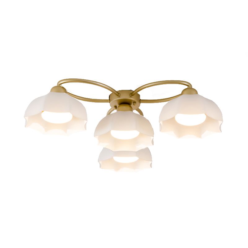 Nordic Style Ceiling Light Dome Shape Ceiling Lamp with Glass Shade for Living Room