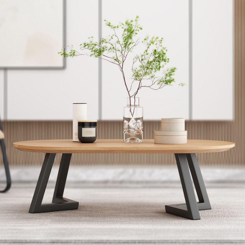 Nordic Solid Wood Elliptical Coffee Cocktail Table with 2 Legs
