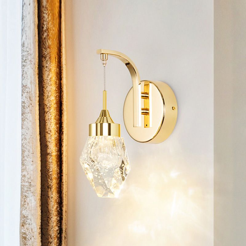 Geometric Living Room Sconce Light Vintage Bubble Crystal LED Gold Wall Lighting Fixture for Bedroom
