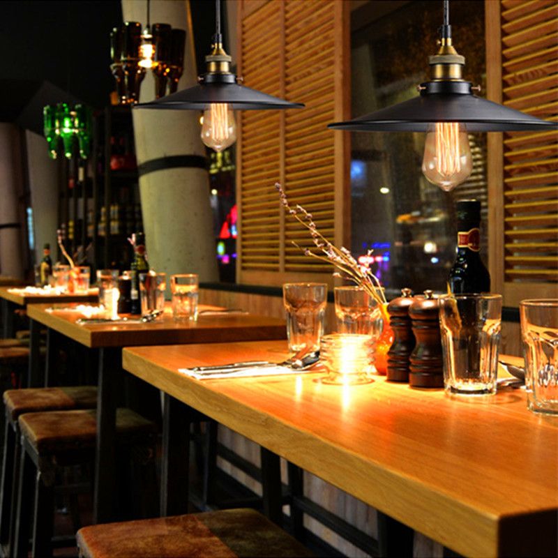 Metal Industrial Pendant Light 1-Light Cone Hanging Ceiling Light for Bar