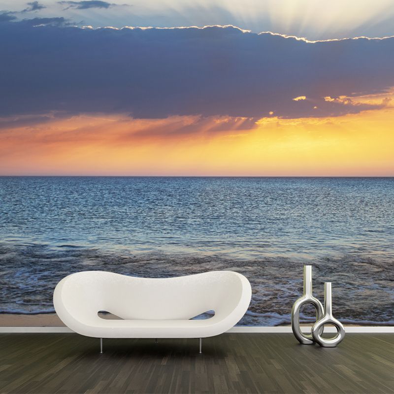 Blue and White Wall Murals Water Resistant Wall Decor for Sitting Room Bedroom