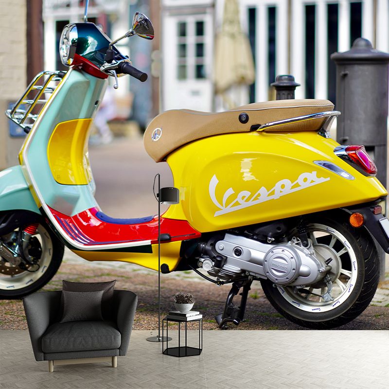 Motorcycle Mural Wallpaper Mildew Resistant Industrial Wall Covering for Bar Decoration