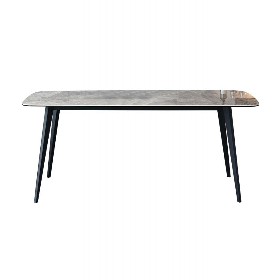 Contemporary Style Sintered Stone Dining Table with Grey Fixed Table and 4 Legs Base