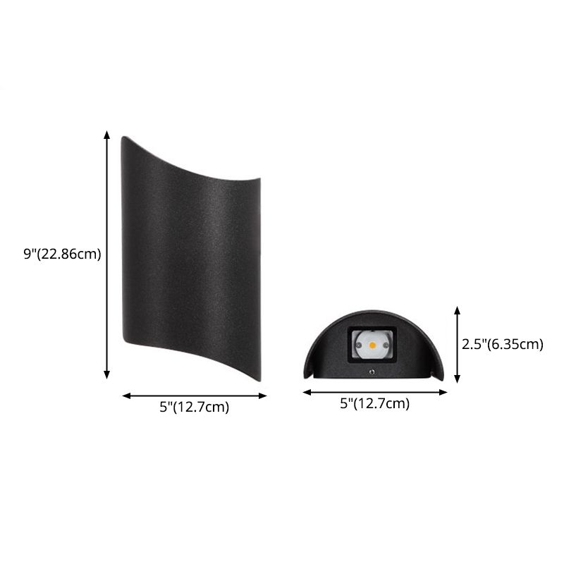 Black 2-Light LED Wall Lamp in Modern Simplicity Aluminium Waterproof Wall Light with Glass Shade