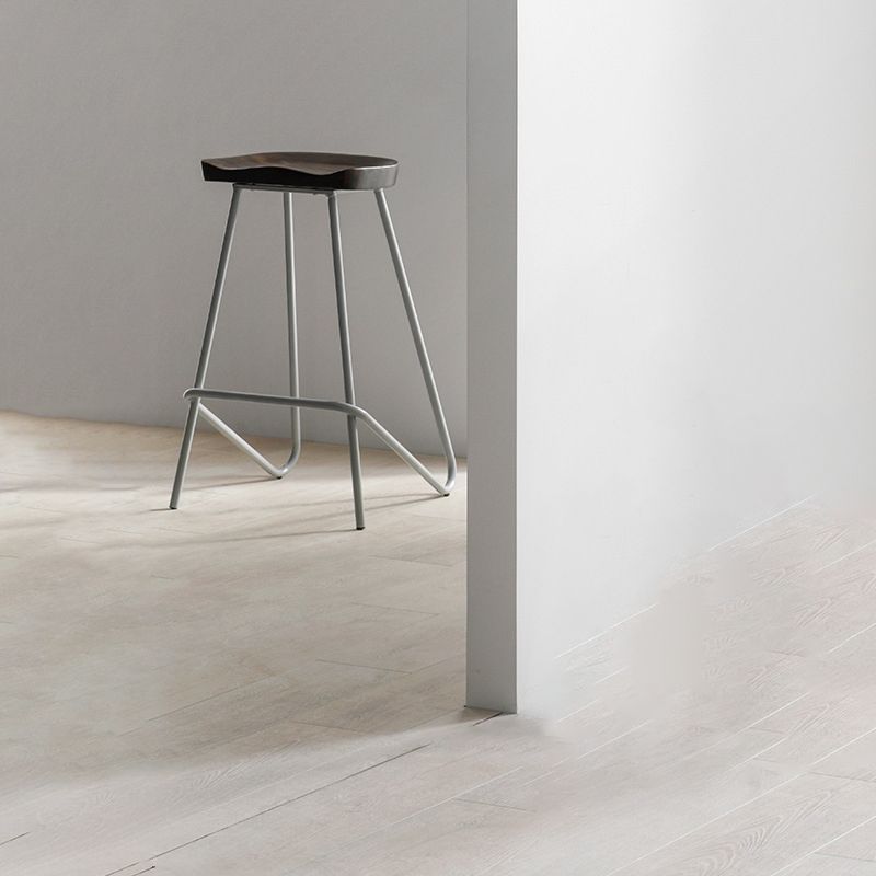 Industrial Bar and Counter Stool Solid Wood Stool with White Base