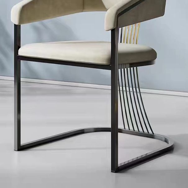 Glam Kitchen Side Chair Gold Base Open Back Dining Arm Chair