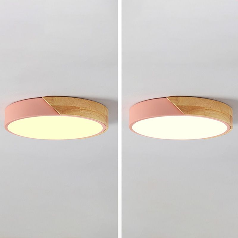 Modern Macaroon Round Shape Ceiling Lamp Iron LED Ceiling Light for Bedroom