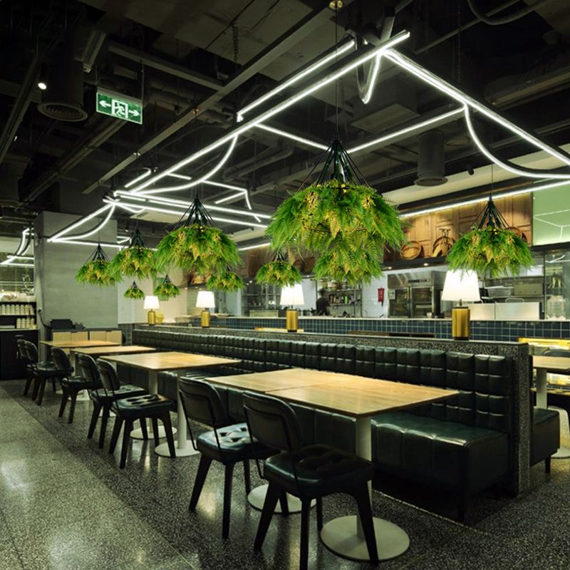 Diamantkooi met één bulpkooi hangende lichtkit industriële ijzeren plafond hanger met decoratieve plant