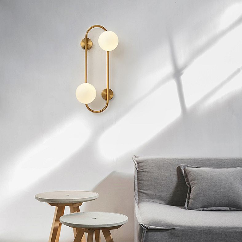 Contemporary Style Balls Sconce Light Fixture Glass Living Room Wall Light Fixture