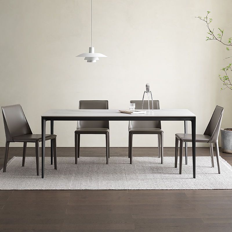 Contemporary Sintered Stone Dining Table Rectangle Table with Metal Legs for Home Use