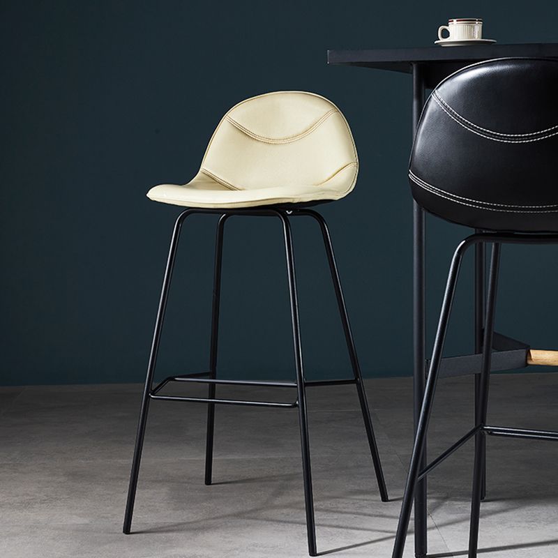 Low Back Bar & Counter Stool Bucket Industrial Quilted Leather Counter Stool