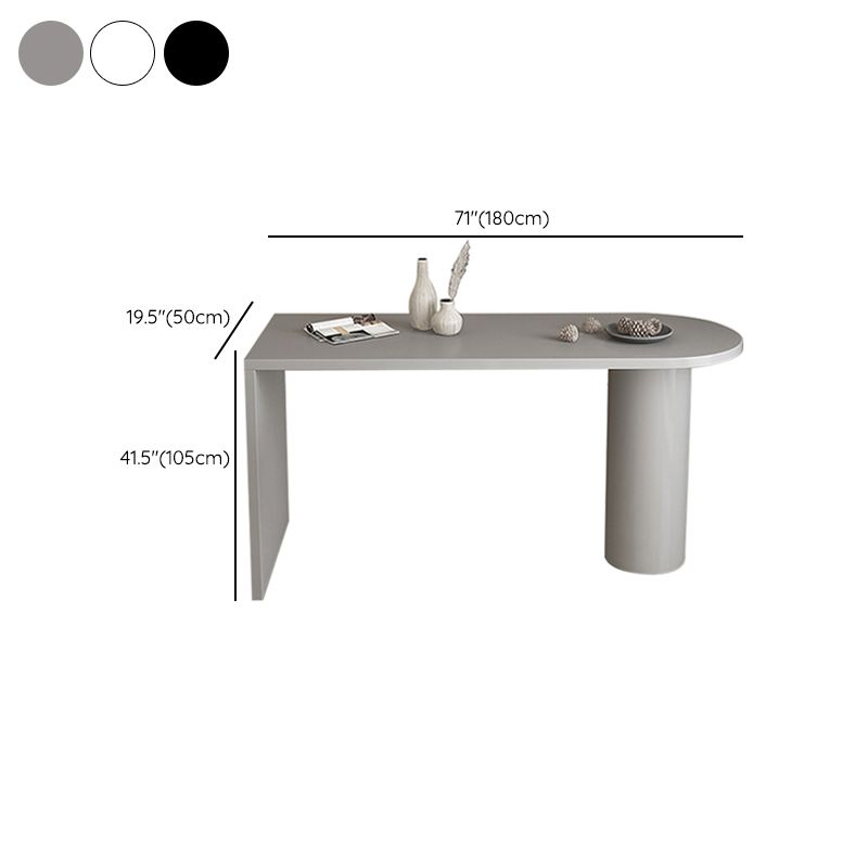 Faux Wood Bar Table Modern Double Pedestal Pub Table for Patio Use