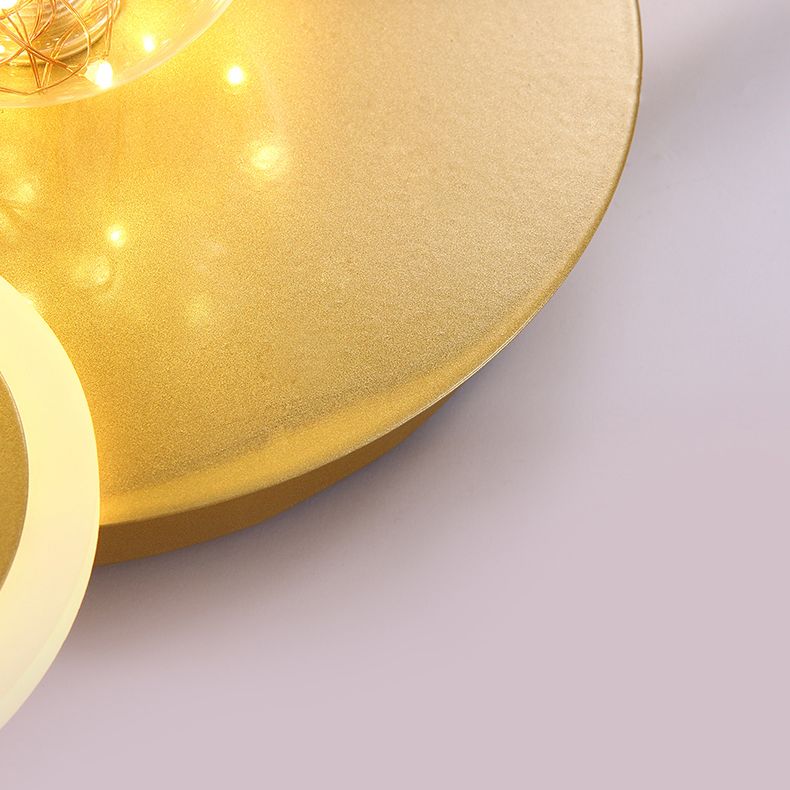 Plafoniera moderna da incasso a LED in metallo dorato per soggiorno