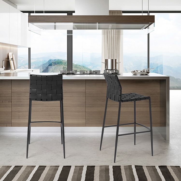 Modern Leather Bar Stool Backrest 4 Legs Counter Stool for Bristol
