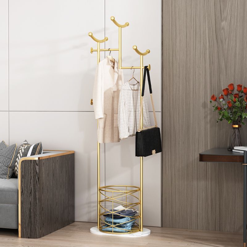 Gorgeous Metal Coat Rack Basket Storage Coat Rack with Coat Hooks