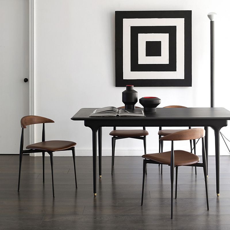 Modern Style Faux Leather Chair Open Back Armless Dining Chair