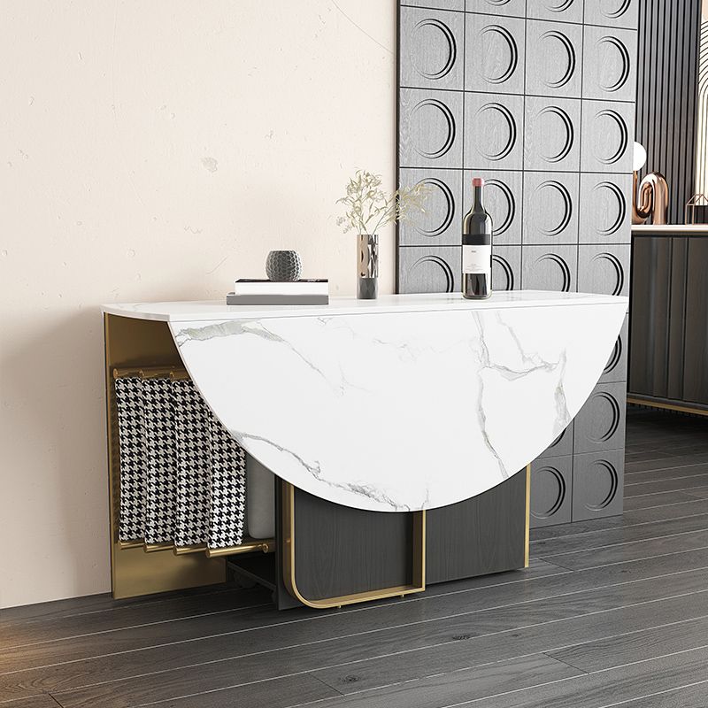 Modern Dining Set 1/3/7 Pcs Sintered Stone Top Dining Table with Folding Chairs