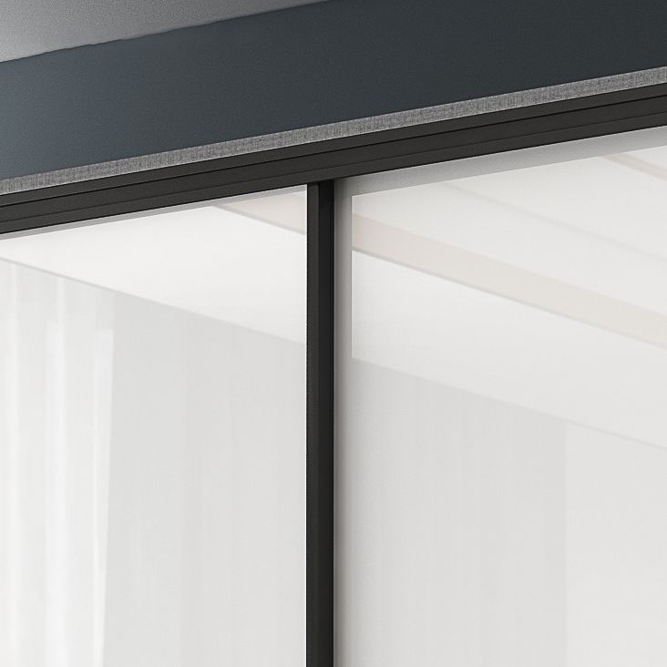 Contemporary White Storage Cabinet Mirrored Finish Cabinet with Sliding Door