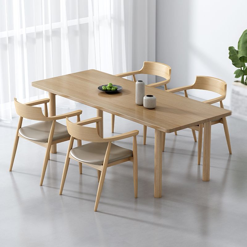 Contemporary Solid Wood Dining Table Natural Rectangle Table with 4 Legs